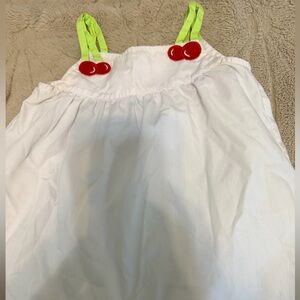 Girls Yellow Lamb White Dress with cherries 🍒 kids sz 3 tank dress GUC 4th July